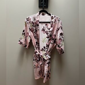 Pink Floral Satin Robe